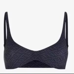 Fendi x SKIMS Black Monogram Logo Scoop Neck Bralette Bra Size Medium